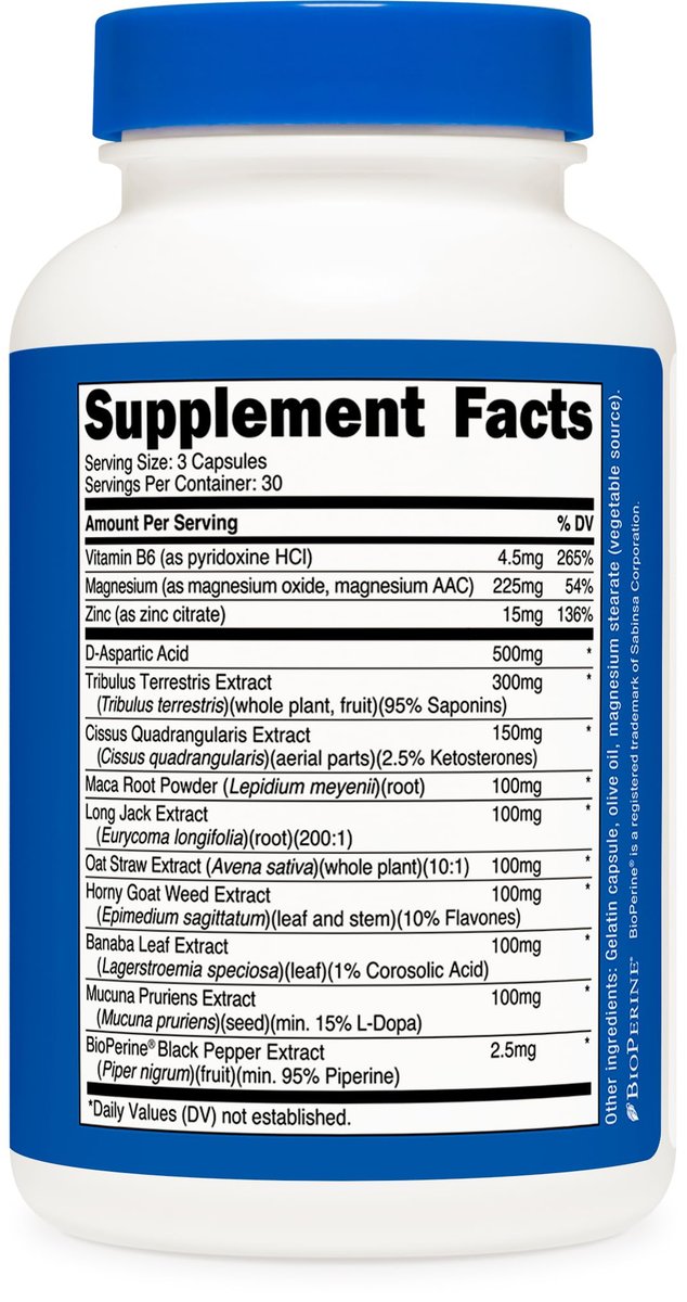 Nutricost Testosteron-Unterstützungskomplex (90 Kapseln) – 1800 mg pro Portion