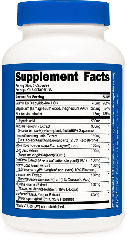 Nutricost Testosteron-Unterstützungskomplex (90 Kapseln) – 1800 mg pro Portion