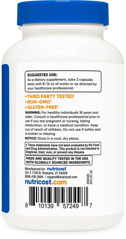 Nutricost Testosteron-Unterstützungskomplex (90 Kapseln) – 1800 mg pro Portion