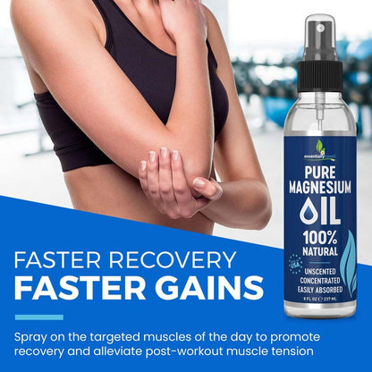 Reines Magnesiumöl Spray 8oz – Topisches Magnesiumspray für Schlaf & Füße – Extra stark – USP-Qualität – 100 % natürlich & organisch – Gegen Muskelkater & Krämpfe – Weniger Brennen – Weniger Jucken – Hergestellt in USA