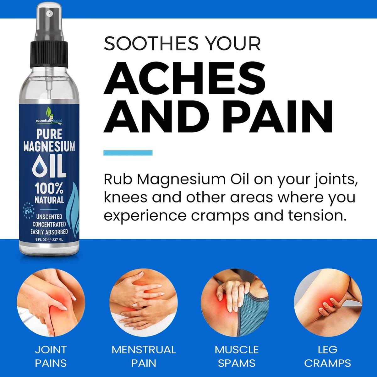 Reines Magnesiumöl Spray 8oz – Topisches Magnesiumspray für Schlaf & Füße – Extra stark – USP-Qualität – 100 % natürlich & organisch – Gegen Muskelkater & Krämpfe – Weniger Brennen – Weniger Jucken – Hergestellt in USA