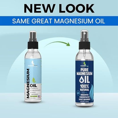 Reines Magnesiumöl Spray 8oz – Topisches Magnesiumspray für Schlaf & Füße – Extra stark – USP-Qualität – 100 % natürlich & organisch – Gegen Muskelkater & Krämpfe – Weniger Brennen – Weniger Jucken – Hergestellt in USA
