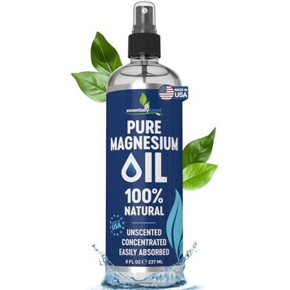 Reines Magnesiumöl Spray 8oz – Topisches Magnesiumspray für Schlaf & Füße – Extra stark – USP-Qualität – 100 % natürlich & organisch – Gegen Muskelkater & Krämpfe – Weniger Brennen – Weniger Jucken – Hergestellt in USA
