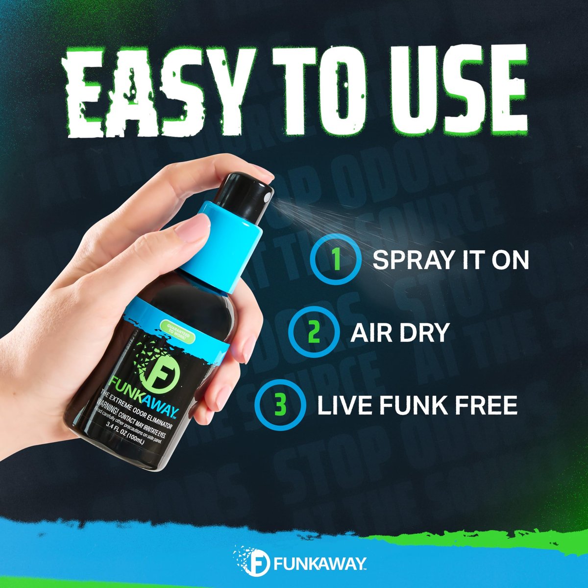 FunkAway Geruchsentferner Spray für Schuhe, Kleidung und Ausrüstung, 100 ml, Nicht-Aerosol; Mini-Größe für Reisen, Ideal für Sporttasche, Handtasche, Spind oder Koffer