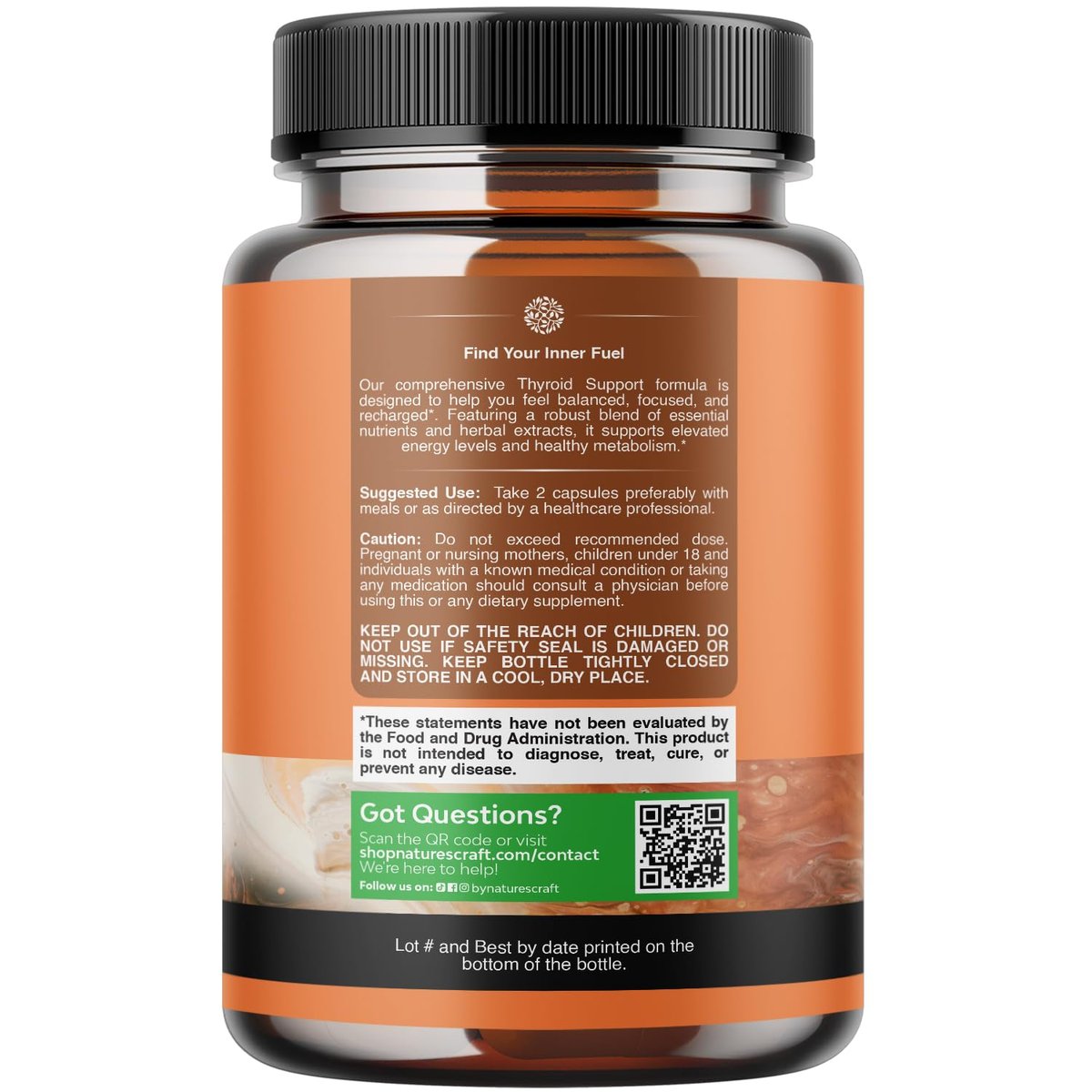 Natures Craft Kräuter-Komplex zur Schilddrüsenunterstützung - Hochwirksames Kelp-Jod-Präparat mit L-Tyrosin, Blasentang, Selen & Ashwagandha für Hormonbalance - Stimmungs- und Energie-Diätpillen - 60 Stück