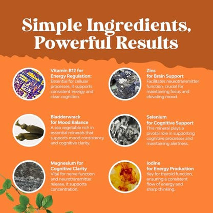 Natures Craft Kräuter-Komplex zur Schilddrüsenunterstützung - Hochwirksames Kelp-Jod-Präparat mit L-Tyrosin, Blasentang, Selen & Ashwagandha für Hormonbalance - Stimmungs- und Energie-Diätpillen - 60 Stück