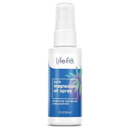 LIFE-FLO Magnesiumöl für Füße und Körper – Topisches Magnesiumspray zur Beruhigung von Muskeln und Gelenken – Auch als Deo-Spray oder Badeöl geeignet – Hypoallergen – 60-Tage-Garantie – 59 ml