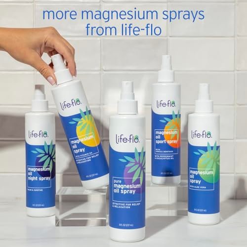 LIFE-FLO Magnesiumöl für Füße und Körper – Topisches Magnesiumspray zur Beruhigung von Muskeln und Gelenken – Auch als Deo-Spray oder Badeöl geeignet – Hypoallergen – 60-Tage-Garantie – 59 ml