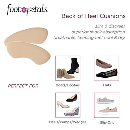 Foot Petals Fersenpolster für Damen – Rückseite der Ferse – Schuhpolster, Fersenschutz, Komfortabler Fersengriff für Schmerzlinderung und Größenanpassung, 1 Paar, Khaki