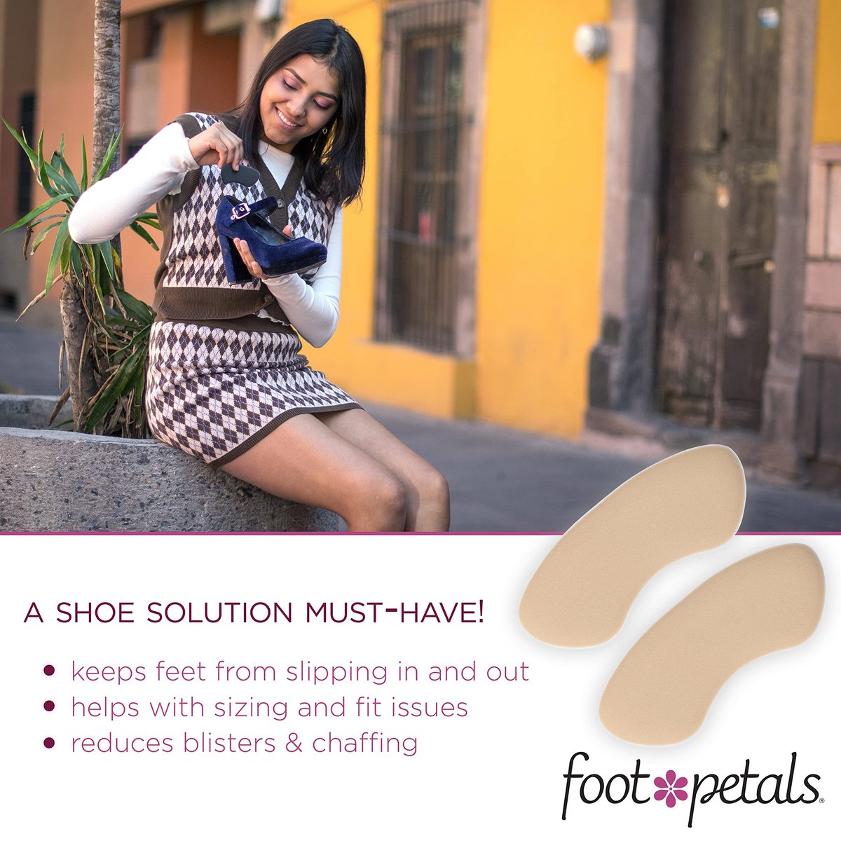 Foot Petals Fersenpolster für Damen – Rückseite der Ferse – Schuhpolster, Fersenschutz, Komfortabler Fersengriff für Schmerzlinderung und Größenanpassung, 1 Paar, Khaki