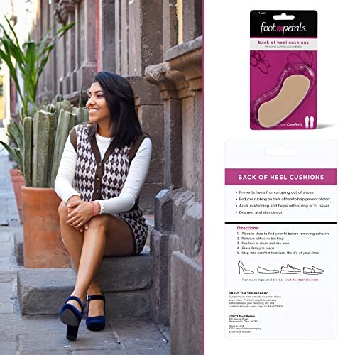 Foot Petals Fersenpolster für Damen – Rückseite der Ferse – Schuhpolster, Fersenschutz, Komfortabler Fersengriff für Schmerzlinderung und Größenanpassung, 1 Paar, Khaki
