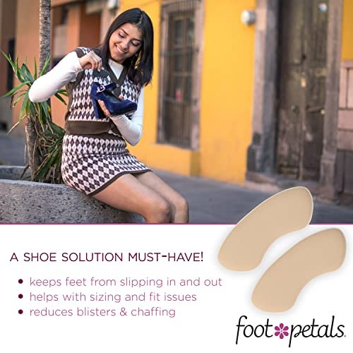 Foot Petals Fersenpolster für Damen – Rückseite der Ferse – Schuhpolster, Fersenschutz, Komfortabler Fersengriff für Schmerzlinderung und Größenanpassung, 1 Paar, Khaki