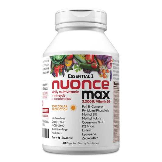 ANDREW LESSMAN Essential-1 nuonce max Multivitamin 3000 IE Vitamin D3 30 kleine Kapseln. 100 mcg Methyl B12. CoQ10 Lutein Lycopin Zeaxanthin. Hochdosiert. Ohne Zusätze. Ultramilde Ein-Kapsel-Tagesdosis