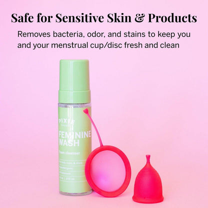 Pixie Feminine Wash – Schaumreiniger mit natürlichen Inhaltsstoffen für Menstruationstassen und -scheiben – pH-ausgewogen & pflanzlich, 6,5 fl oz