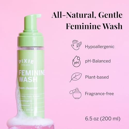 Pixie Feminine Wash – Schaumreiniger mit natürlichen Inhaltsstoffen für Menstruationstassen und -scheiben – pH-ausgewogen & pflanzlich, 6,5 fl oz