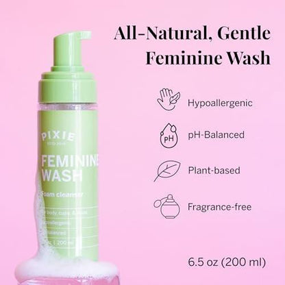 Pixie Feminine Wash – Schaumreiniger mit natürlichen Inhaltsstoffen für Menstruationstassen und -scheiben – pH-ausgewogen & pflanzlich, 6,5 fl oz