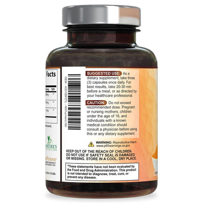 Turmeric Curcumin Komplex mit BioPerine Schwarzem Pfeffer – 95% Curcuminoide, Bio Kurkuma, 180 Kapseln – Vegan, Nicht-GMO, Hergestellt in USA