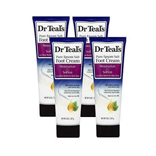 Dr. Teals Pure Epsom Salt Fußcreme Geschenkset (4er Pack, 8 Unzen) - Feuchtigkeitsspendend & Pflegend mit Sheabutter & Aloe Vera Ätherischen Ölen - Lindert Schmerzen & Fördert Gesunde Haut