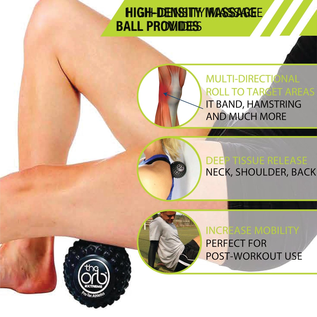 Pro-Tec Athletics Orbs – Tiefengewebs-Massageball (3 Zoll, Schwarz) für Muskelentspannung, verbesserte Leistung und Regeneration