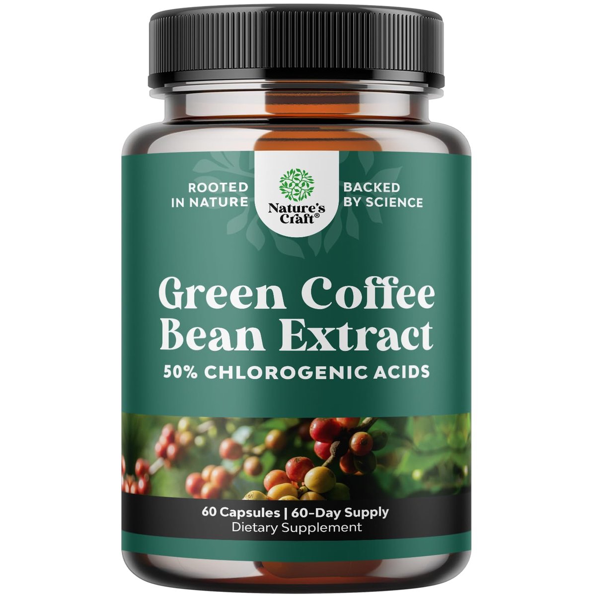 Natures Craft Grüner Kaffee-Extrakt – Chlorogensäure-Kapseln zur Unterstützung des Stoffwechsels und Gewichtsmanagements – 60 Kapseln