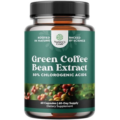 Natures Craft Grüner Kaffee-Extrakt – Chlorogensäure-Kapseln zur Unterstützung des Stoffwechsels und Gewichtsmanagements – 60 Kapseln