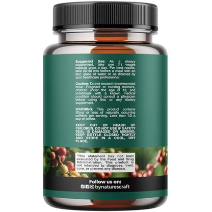 Natures Craft Grüner Kaffee-Extrakt – Chlorogensäure-Kapseln zur Unterstützung des Stoffwechsels und Gewichtsmanagements – 60 Kapseln