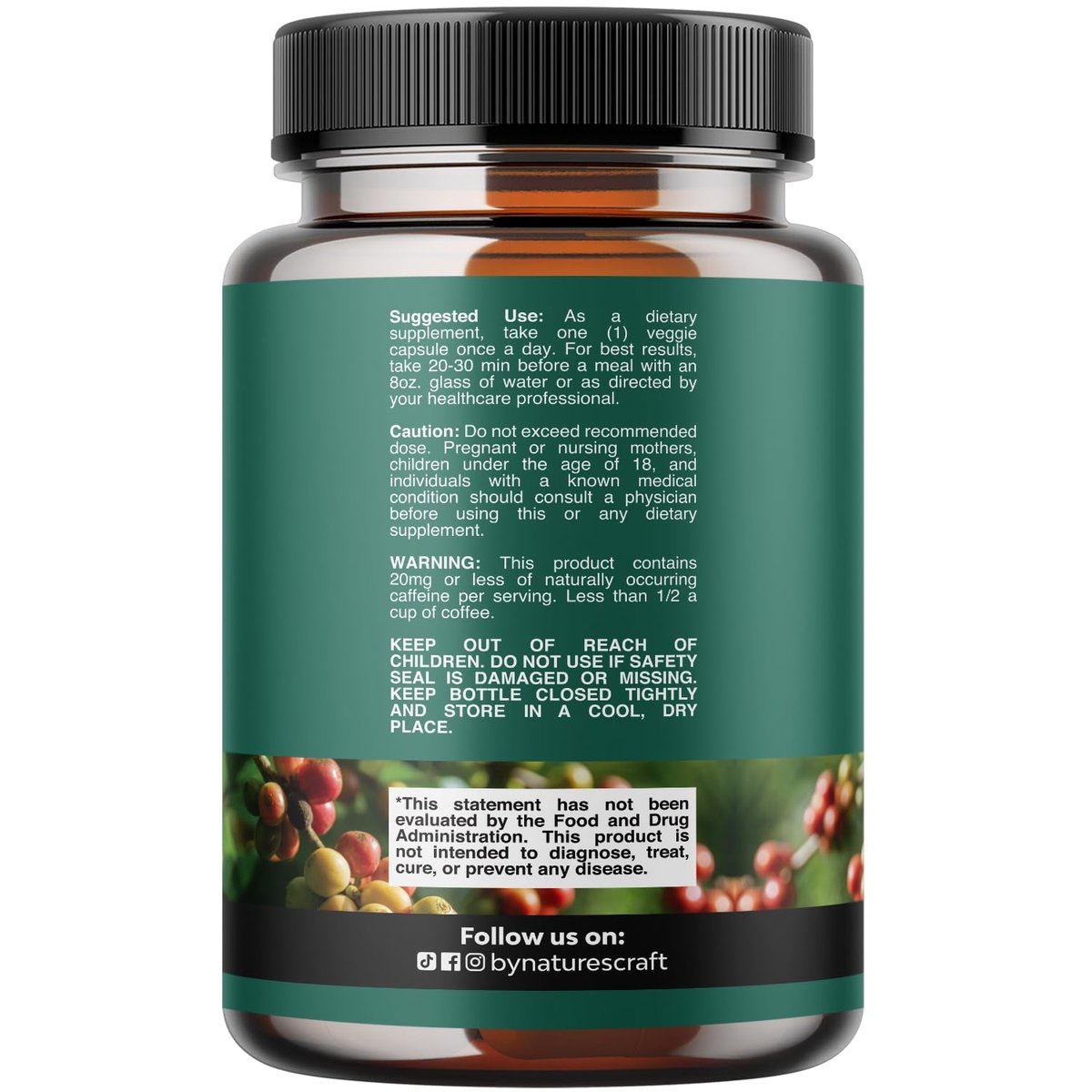 Natures Craft Grüner Kaffee-Extrakt – Chlorogensäure-Kapseln zur Unterstützung des Stoffwechsels und Gewichtsmanagements – 60 Kapseln