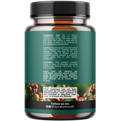 Natures Craft Grüner Kaffee-Extrakt – Chlorogensäure-Kapseln zur Unterstützung des Stoffwechsels und Gewichtsmanagements – 60 Kapseln