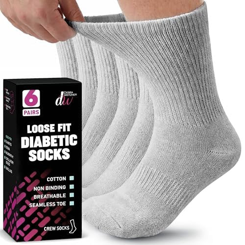 Debra Weitzner Diabetikersocken für Damen und Herren – Lockere Passform, nicht einschnürend, Baumwolle, 6 Paar