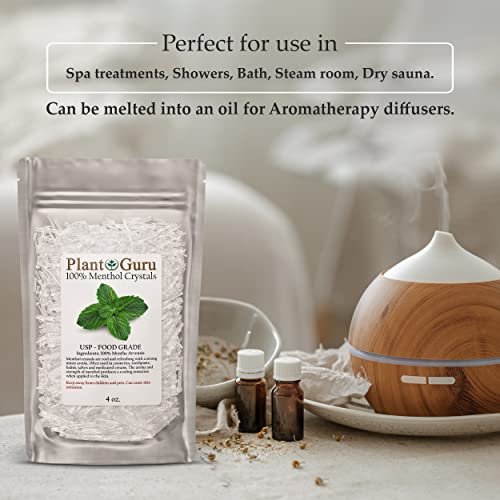 Menthol-Kristalle 113 g (4 oz) – 100 % reines natürliches Mentha Arvensis, USP-Lebensmittelqualität – Ideal für Kosmetik, Salben, Balsame, Cremes und Seifenherstellung