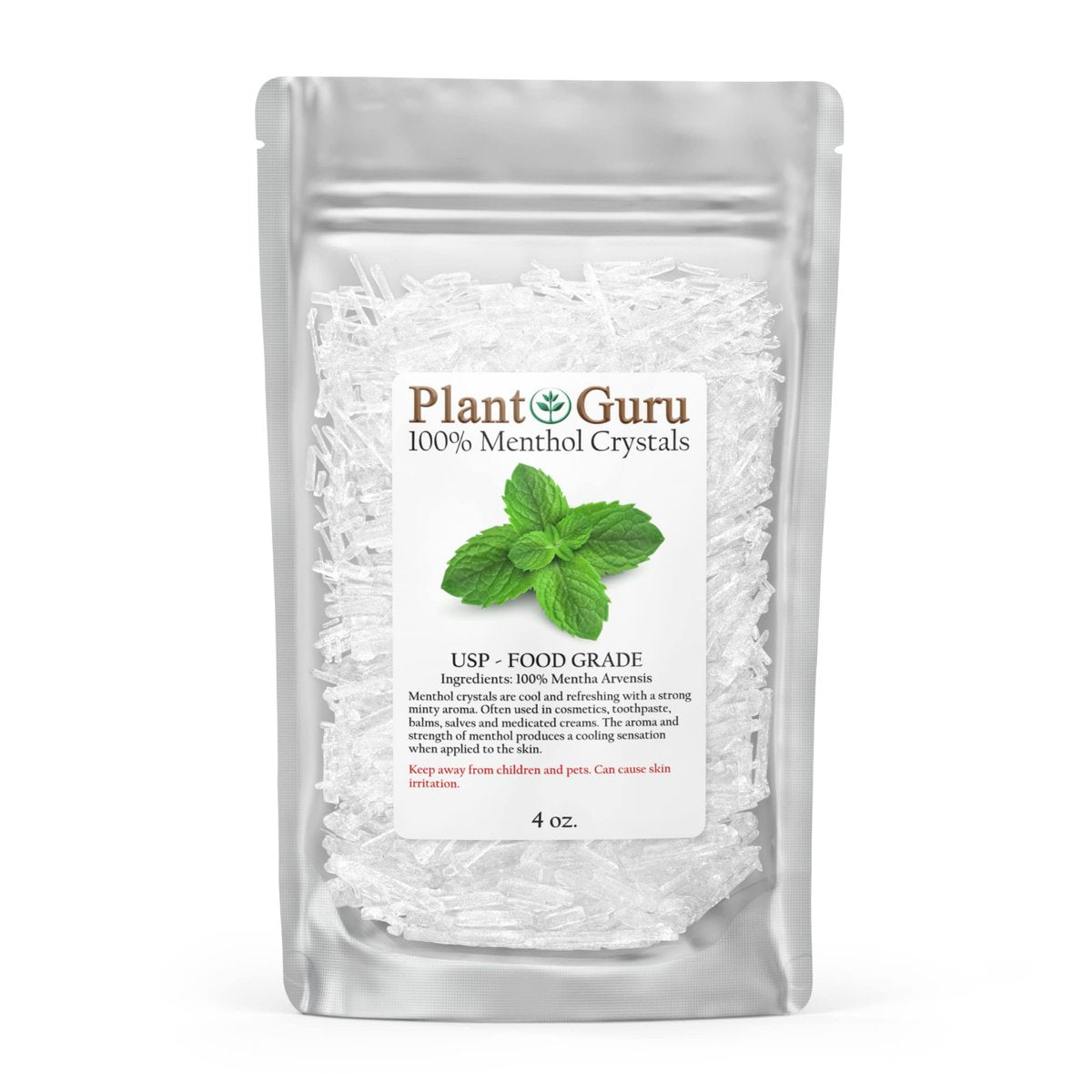 Menthol-Kristalle 113 g (4 oz) – 100 % reines natürliches Mentha Arvensis, USP-Lebensmittelqualität – Ideal für Kosmetik, Salben, Balsame, Cremes und Seifenherstellung