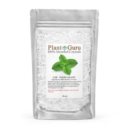 Menthol-Kristalle 113 g (4 oz) – 100 % reines natürliches Mentha Arvensis, USP-Lebensmittelqualität – Ideal für Kosmetik, Salben, Balsame, Cremes und Seifenherstellung