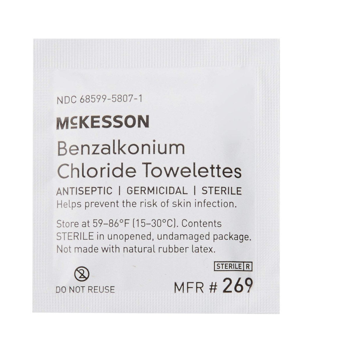McKesson Benzalkoniumchlorid-Tücher [Packung mit 100] Erste-Hilfe-Antiseptische Tücher, steril, einzeln verpackt