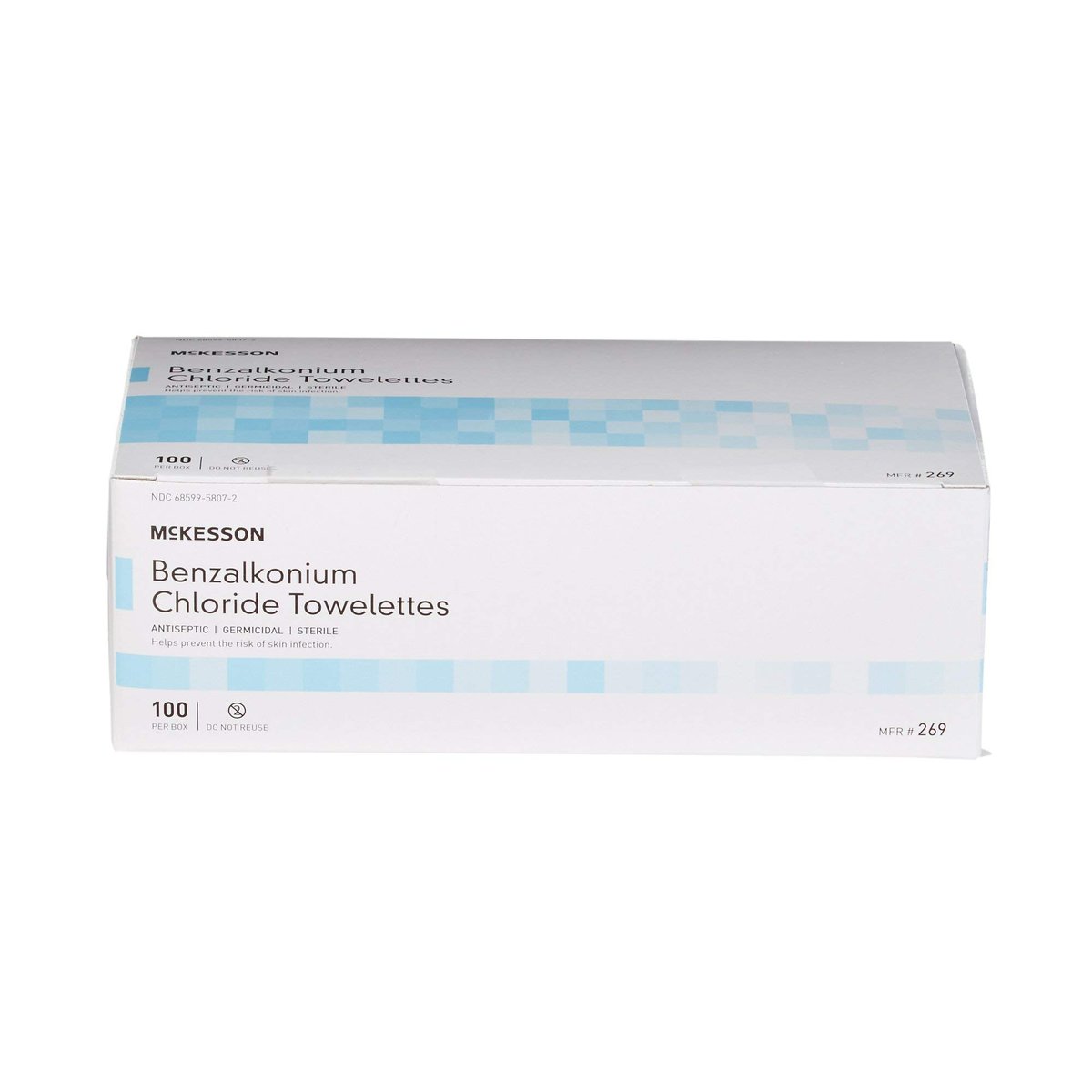 McKesson Benzalkoniumchlorid-Tücher [Packung mit 100] Erste-Hilfe-Antiseptische Tücher, steril, einzeln verpackt