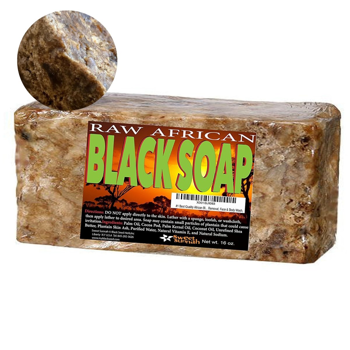 Premium African Black Soap - Reine 1 Pfund Bulk. Rohe Bio-Seife gegen Akne, trockene Haut, Hautausschläge, Verbrennungen, Narbenentfernung, Gesichts- & Körperwäsche, aus Ghana Westafrika - Authentischer afrikanischer Feuchtigkeitsspender