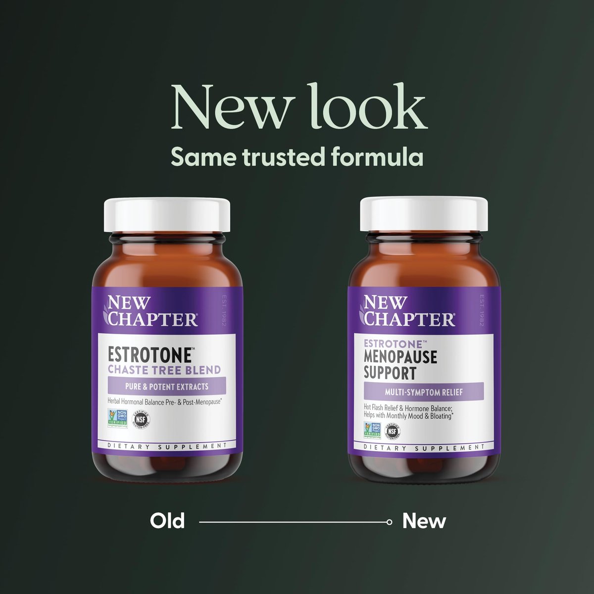 New Chapter Menopause Supplement - Estrotone Kräuter-Hormonbalance für Frauen in den Wechseljahren, mit Traubensilberkerze zur Linderung von Hitzewallungen und Nachtschweiß + Mönchspfeffer, ohne zugesetzte Hormone - 30 Stück