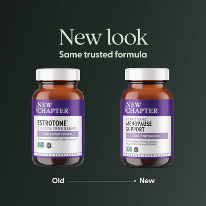 New Chapter Menopause Supplement - Estrotone Kräuter-Hormonbalance für Frauen in den Wechseljahren, mit Traubensilberkerze zur Linderung von Hitzewallungen und Nachtschweiß + Mönchspfeffer, ohne zugesetzte Hormone - 30 Stück