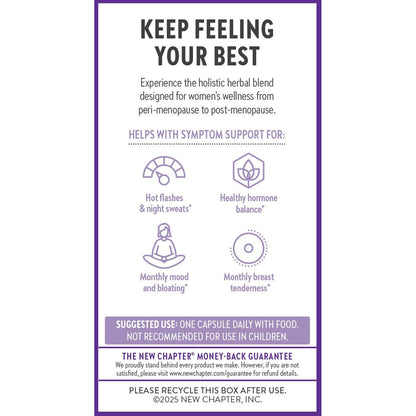 New Chapter Menopause Supplement - Estrotone Kräuter-Hormonbalance für Frauen in den Wechseljahren, mit Traubensilberkerze zur Linderung von Hitzewallungen und Nachtschweiß + Mönchspfeffer, ohne zugesetzte Hormone - 30 Stück