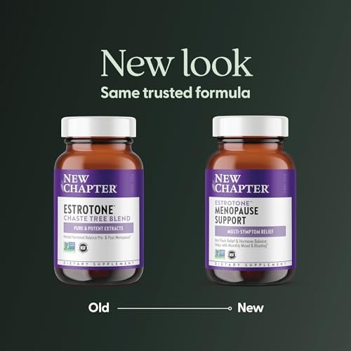 New Chapter Menopause Supplement - Estrotone Kräuter-Hormonbalance für Frauen in den Wechseljahren, mit Traubensilberkerze zur Linderung von Hitzewallungen und Nachtschweiß + Mönchspfeffer, ohne zugesetzte Hormone - 30 Stück