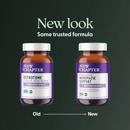 New Chapter Menopause Supplement - Estrotone Kräuter-Hormonbalance für Frauen in den Wechseljahren, mit Traubensilberkerze zur Linderung von Hitzewallungen und Nachtschweiß + Mönchspfeffer, ohne zugesetzte Hormone - 30 Stück
