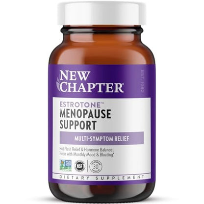New Chapter Menopause Supplement - Estrotone Kräuter-Hormonbalance für Frauen in den Wechseljahren, mit Traubensilberkerze zur Linderung von Hitzewallungen und Nachtschweiß + Mönchspfeffer, ohne zugesetzte Hormone - 30 Stück