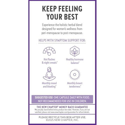 New Chapter Menopause Supplement - Estrotone Kräuter-Hormonbalance für Frauen in den Wechseljahren, mit Traubensilberkerze zur Linderung von Hitzewallungen und Nachtschweiß + Mönchspfeffer, ohne zugesetzte Hormone - 30 Stück