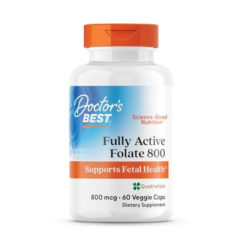 Doctor's Best Folat 800 mcg – Methylierte Folsäure (5-MTHF) für Männer & Frauen, 60 Kapseln