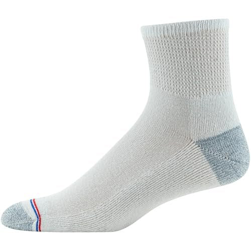 MediPeds Quarter-Socken mit nicht einschnürendem Bund, Polsterung und blasenresistent, 4 Paar, Weiß mit Pink, Schuhgröße: Herren 6-9; Damen 6-10