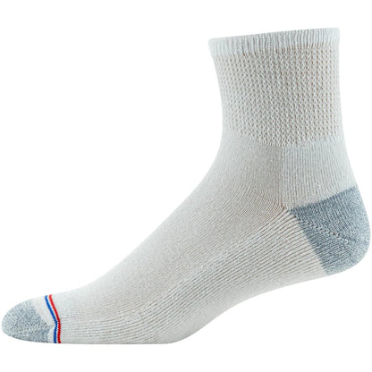 MediPeds Quarter-Socken mit nicht einschnürendem Bund, Polsterung und blasenresistent, 4 Paar, Weiß mit Pink, Schuhgröße: Herren 6-9; Damen 6-10