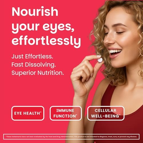 EZ Melts Vitamin A – Haut-, Augen- und Knochengesundheit, unterstützt das Nervensystem, ohne künstliche Aromen, Nicht-GVO & Vegan, Erdbeer-Geschmack, 60 lösliche Tabletten (60 Portionen)