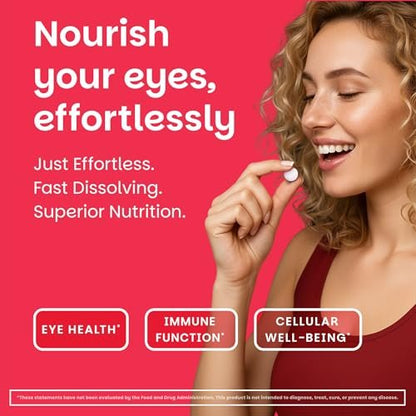EZ Melts Vitamin A – Haut-, Augen- und Knochengesundheit, unterstützt das Nervensystem, ohne künstliche Aromen, Nicht-GVO & Vegan, Erdbeer-Geschmack, 60 lösliche Tabletten (60 Portionen)