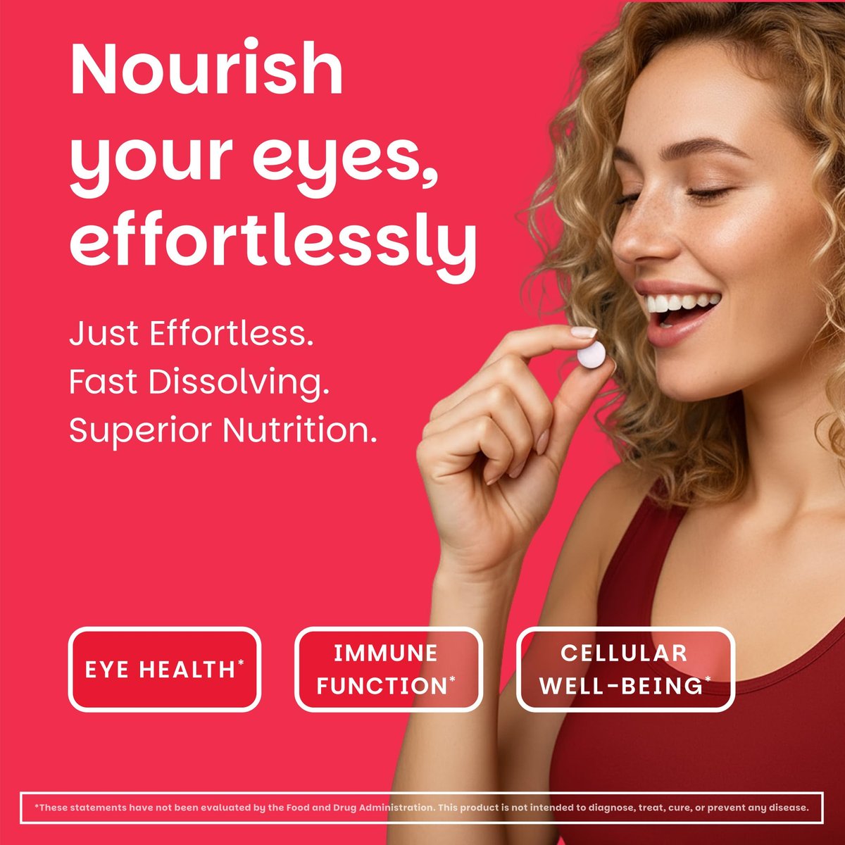 EZ Melts Vitamin A – Haut-, Augen- und Knochengesundheit, unterstützt das Nervensystem, ohne künstliche Aromen, Nicht-GVO & Vegan, Erdbeer-Geschmack, 60 lösliche Tabletten (60 Portionen)