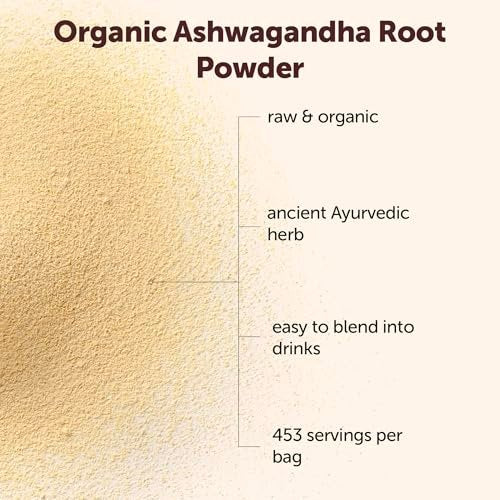 Bio Ashwagandha Wurzelpulver, 2 lb (907 g) | 453 Portionen | Reines Withania Somnifera Wurzel | Ayurvedisches Kraut