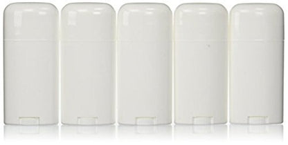 Leerer Deodorant-Behälter Oval 2,65 oz / 78 ml - Nachfüllbarer Drehstabbehälter aus Kunststoff für Deodorants, 5er-Pack von Yellow Brick Road